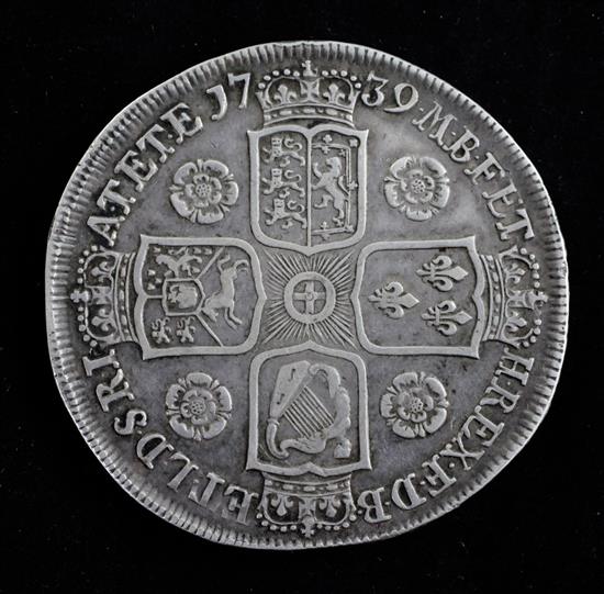 A George II silver crown, 1739,